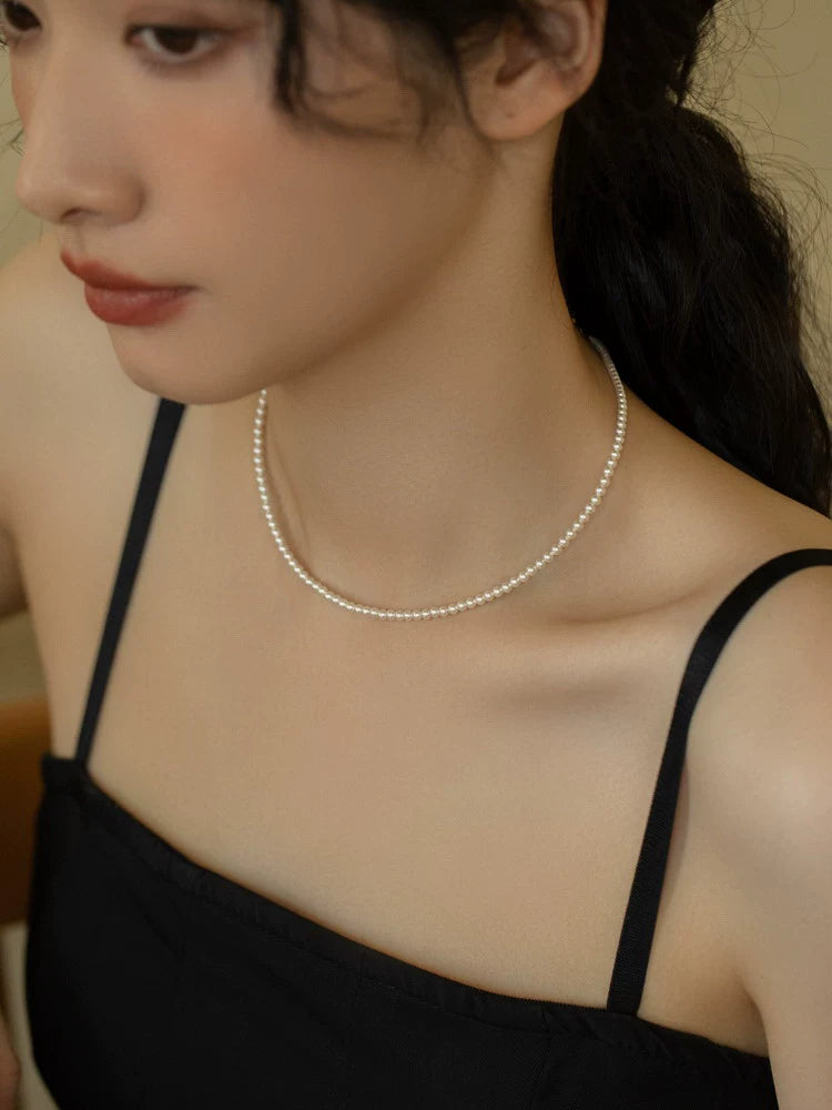 Small Pearl, Perfect Round Strong Gloss Baby Pearl Necklace 14K Gold Premium Chain for Girls - Image 2