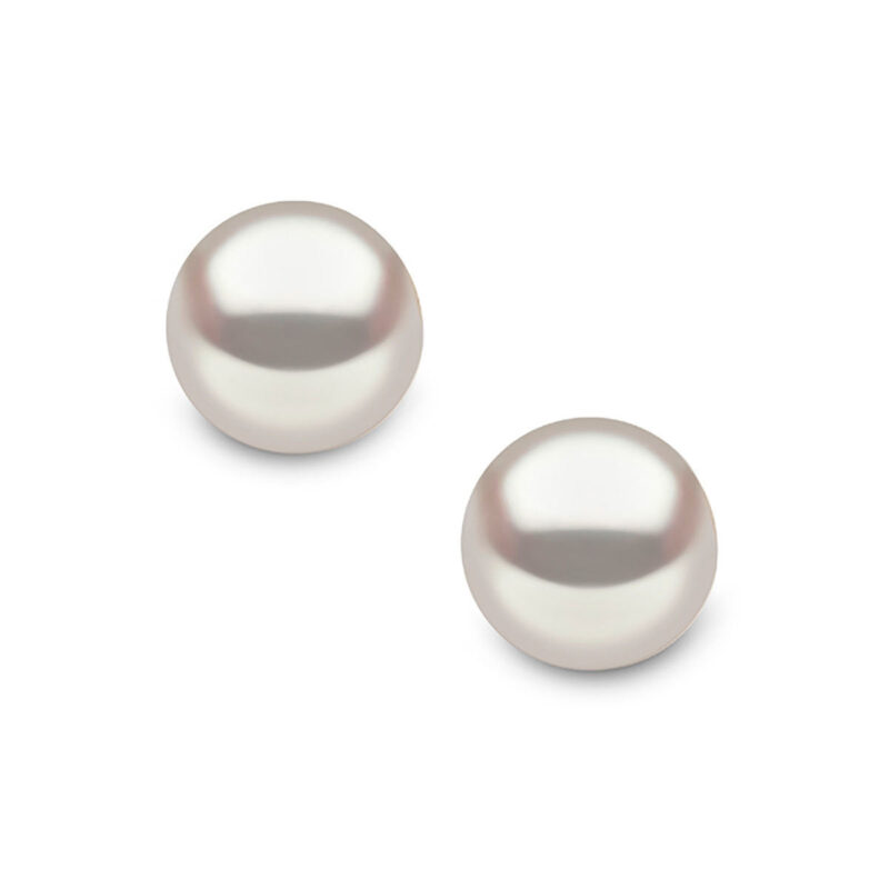 18K Gold with Natural Freshwater Pearl Stud Earrings, White Purple Pearl Stud Earrings Mother's Day Pearl Gift - Image 4
