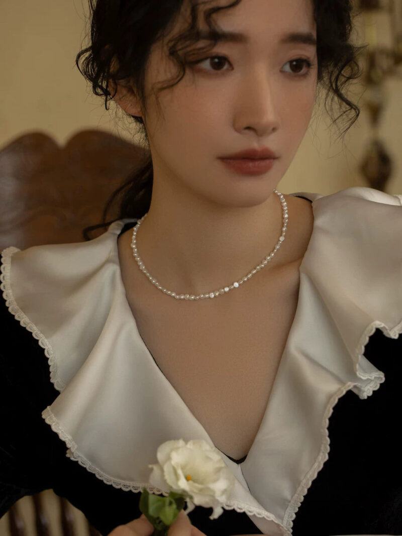 Broken Silver Retro Natural Baroque Small Pearl Necklace Chain Simple Girl Gift - Image 2