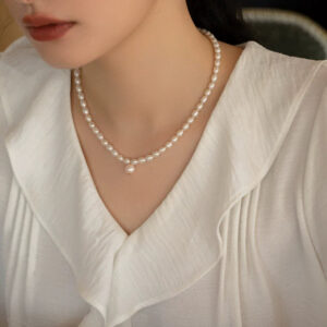 Simple Freshwater Pearl Necklace Chain Neck Jewelry Gift High Sense