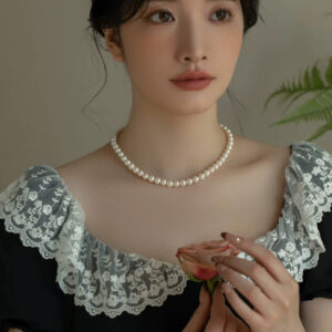 Natural Freshwater Pearl Necklace Mom Style Girls Holiday Gift 925 Silver Vintage