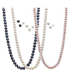 Freshwater pearl necklace + stud earrings set with real 925 silver accessories pearl jewelry manufacturer wholesale