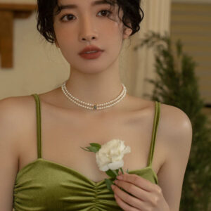 Freshwater Pearl Necklace Double Vintage Design Choker Chain Girl