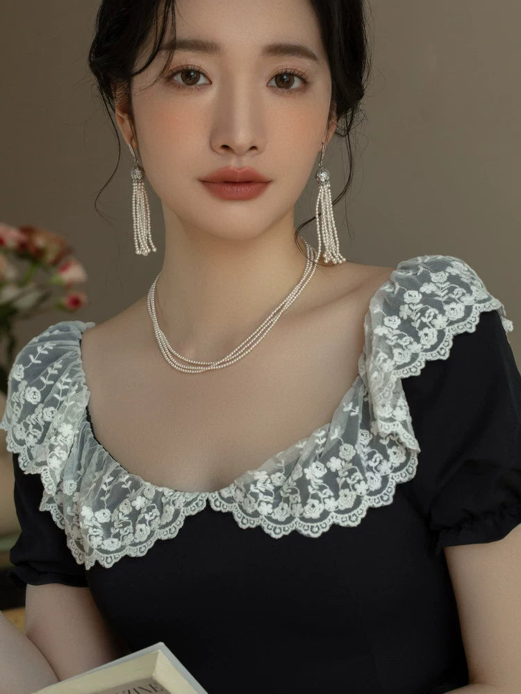 Pearl Necklace Girls Multi-layer Design High-end Three-layer Stacked Chain - Image 3