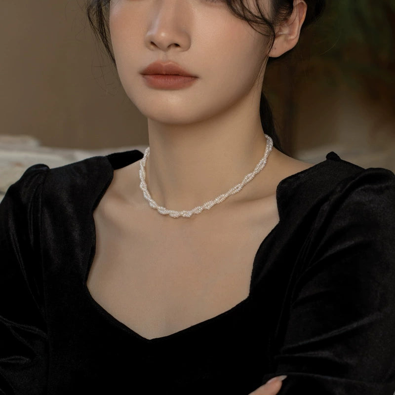 Natural Pearl Necklace Chain Choker Double Layer Retro Simple Girl Gift - Image 8