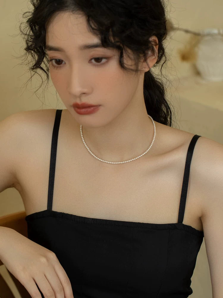 Small Pearl, Perfect Round Strong Gloss Baby Pearl Necklace 14K Gold Premium Chain for Girls - Image 5