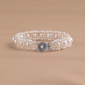 Natural Freshwater Pearl Bracelet Strong Light Wide Version Woven 925 Silver Buckle Jewelry Atmosphere SL023