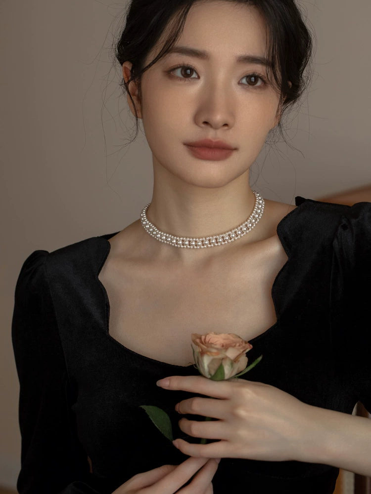 Freshwater Pearl Choker Necklace Chain Women's Collar Small Collar - Image 5