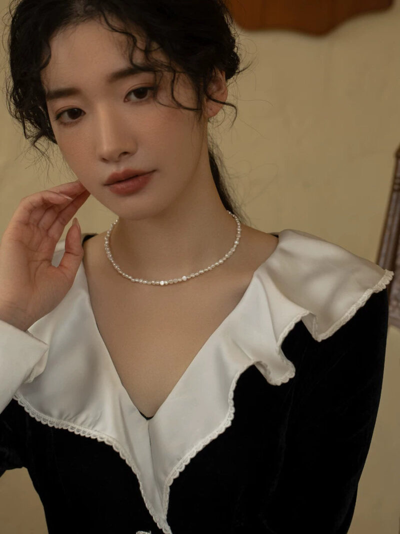 Broken Silver Retro Natural Baroque Small Pearl Necklace Chain Simple Girl Gift - Image 5