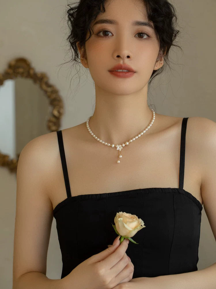 Pearl Flower Tassel Pendant Necklace Women's Chain Celebrity Accessories Tide - Image 3