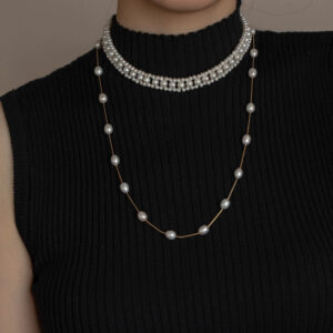 Freshwater Pearl Choker Necklace Chain Women's Collar Small Collar