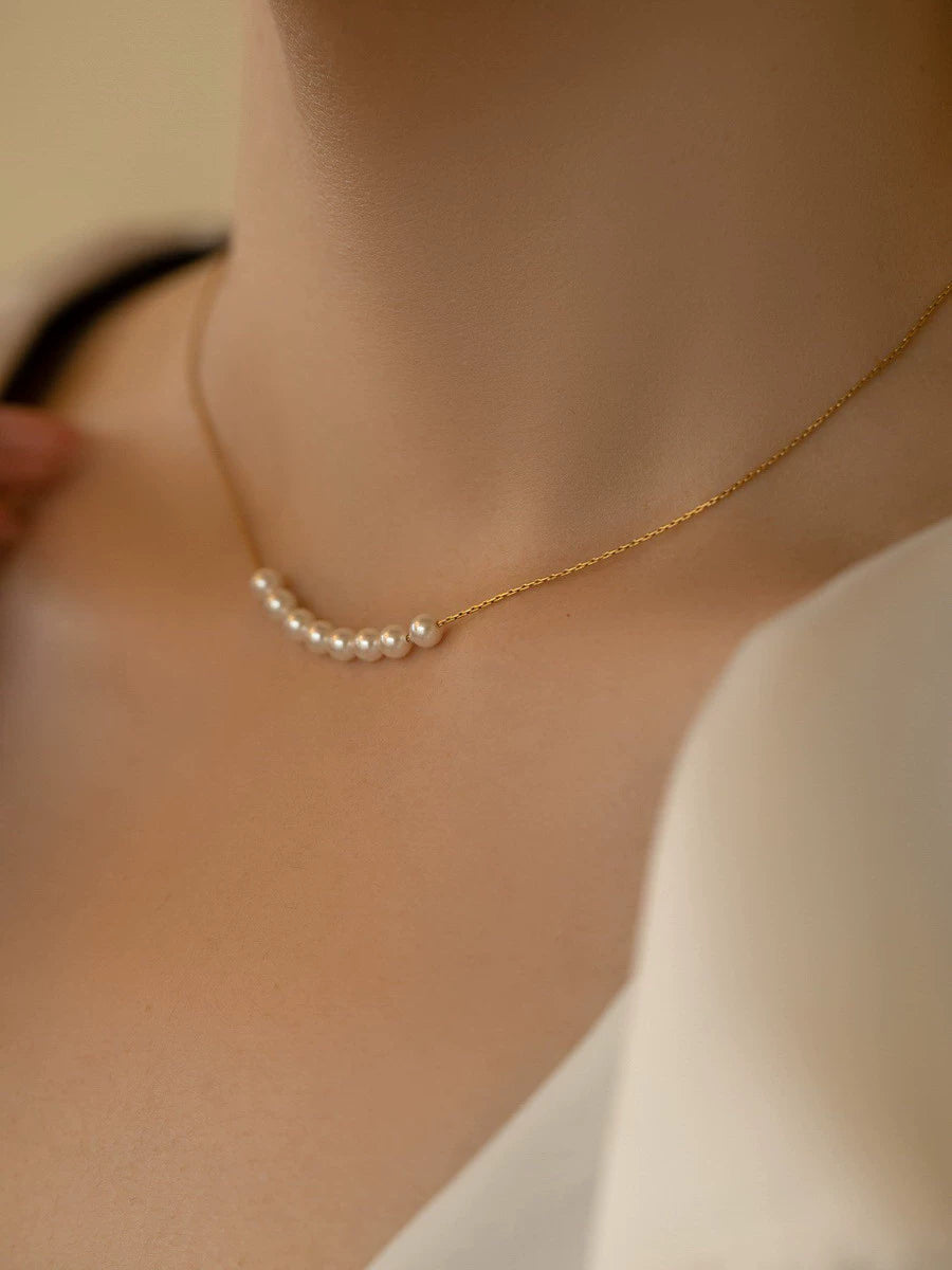 Necklace Women's Premium Sense Small Pearl Chain Necklace Girls Gift - Image 4