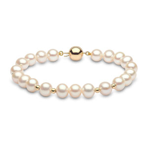 14K gold buckle multi-specification pearl bracelet is round, natural freshwater strong light, mother's day pearl bracelet