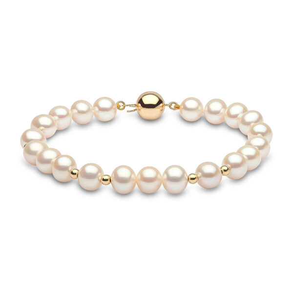 14K gold buckle multi-specification pearl bracelet is round, natural freshwater strong light, mother's day pearl bracelet