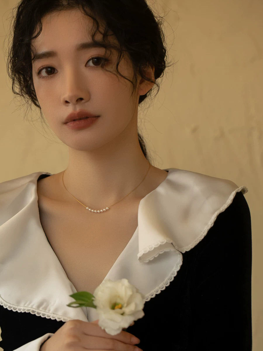 Necklace Women's Premium Sense Small Pearl Chain Necklace Girls Gift