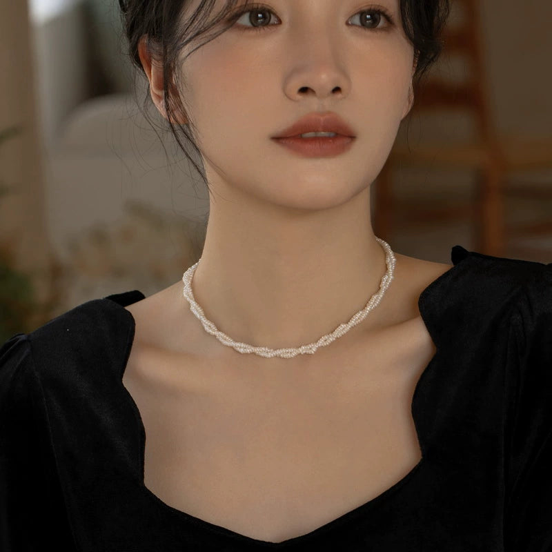 Natural Pearl Necklace Chain Choker Double Layer Retro Simple Girl Gift - Image 6