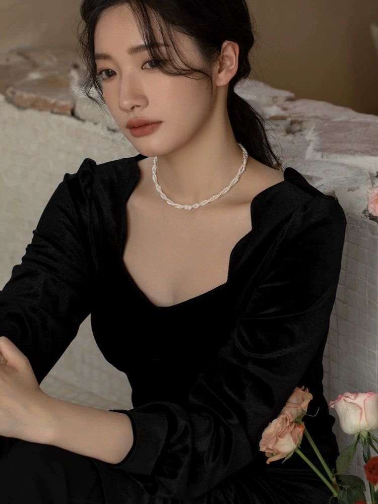 Natural Pearl Necklace Chain Choker Double Layer Retro Simple Girl Gift - Image 4